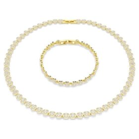 Conjunto «Una Angelic» de corte redondo, blanco, chapado en tono dorado Conjunto «Una Angelic» de corte redondo, blanco, chapado en tono dorado