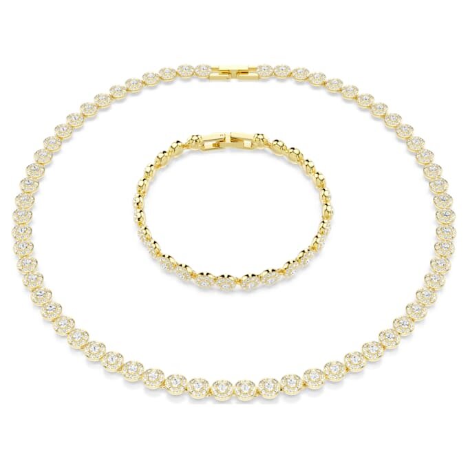 Conjunto «Una Angelic» de corte redondo, blanco, chapado en tono dorado Conjunto «Una Angelic» de corte redondo, blanco, chapado en tono dorado