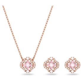 Conjunto «Una» de cortes variados, trébol, rosa, chapado en tono oro rosa Conjunto «Una» de cortes variados, trébol, rosa, chapado en tono oro rosa