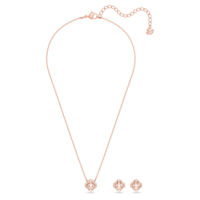 Conjunto «Una» de cortes variados, trébol, rosa, chapado en tono oro rosa Conjunto «Una» de cortes variados, trébol, rosa, chapado en tono oro rosa