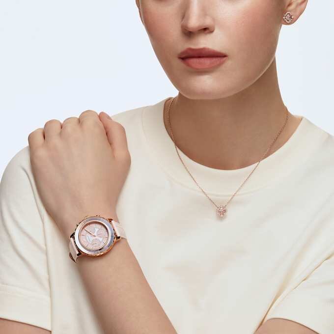 Conjunto «Una» de cortes variados, trébol, rosa, chapado en tono oro rosa Conjunto «Una» de cortes variados, trébol, rosa, chapado en tono oro rosa