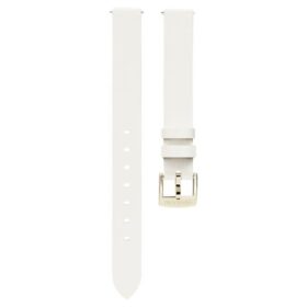 Correa de reloj de 12 mm (0,47″) de ancho, de piel, blanca, con acabado en tono oro champán