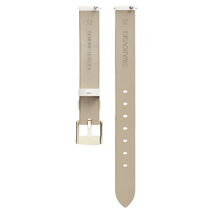Correa de reloj de 12 mm (0,47″) de ancho, de piel, blanca, con acabado en tono oro champán Correa de reloj de 12 mm (0,47″) de ancho, de piel, blanca, con acabado en tono oro champán