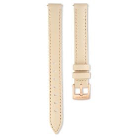 Correa de reloj de 12 mm (0,47″) de ancho, de piel, color beige, con acabado en tono oro rosa