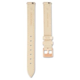 Correa de reloj de 12 mm (0,47″) de ancho, de piel, color beige, con acabado en tono oro rosa