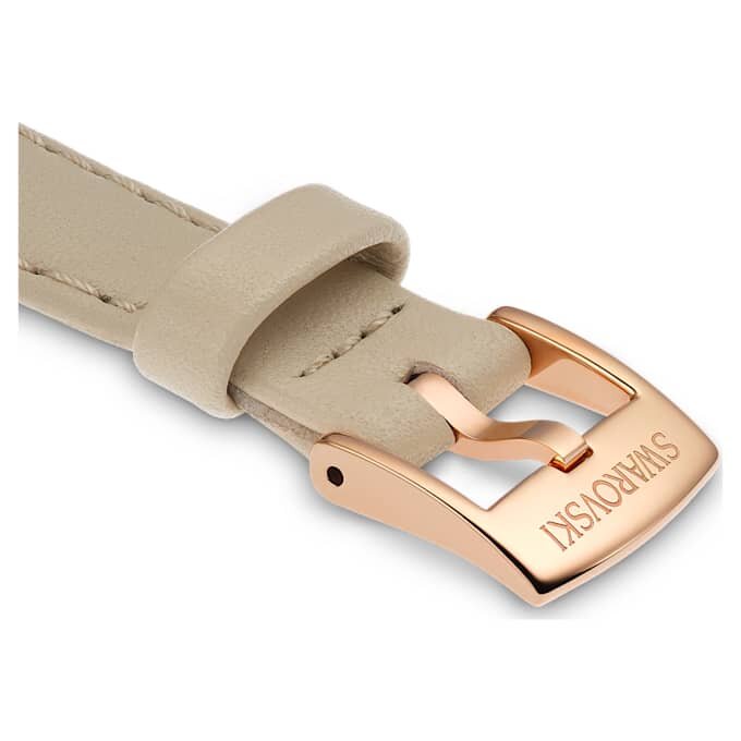 Correa de reloj de 12 mm (0,47″) de ancho, de piel, color beige, con acabado en tono oro rosa Correa de reloj de 12 mm (0,47″) de ancho, de piel, color beige, con acabado en tono oro rosa