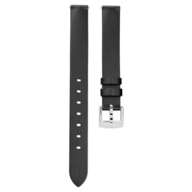 Correa de reloj de 12 mm (0,47″) de ancho, de piel, negra, de acero inoxidable