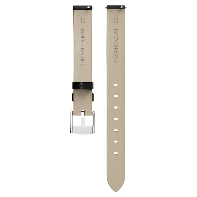 Correa de reloj de 12 mm (0,47″) de ancho, de piel, negra, de acero inoxidable Correa de reloj de 12 mm (0,47″) de ancho, de piel, negra, de acero inoxidable