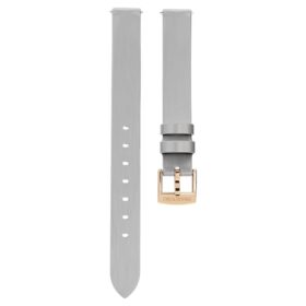 Correa de reloj de 12 mm (0,47″) de ancho, de piel, tono plateado, acabado en tono oro rosa