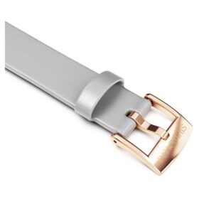 Correa de reloj de 12 mm (0,47″) de ancho, de piel, tono plateado, acabado en tono oro rosa