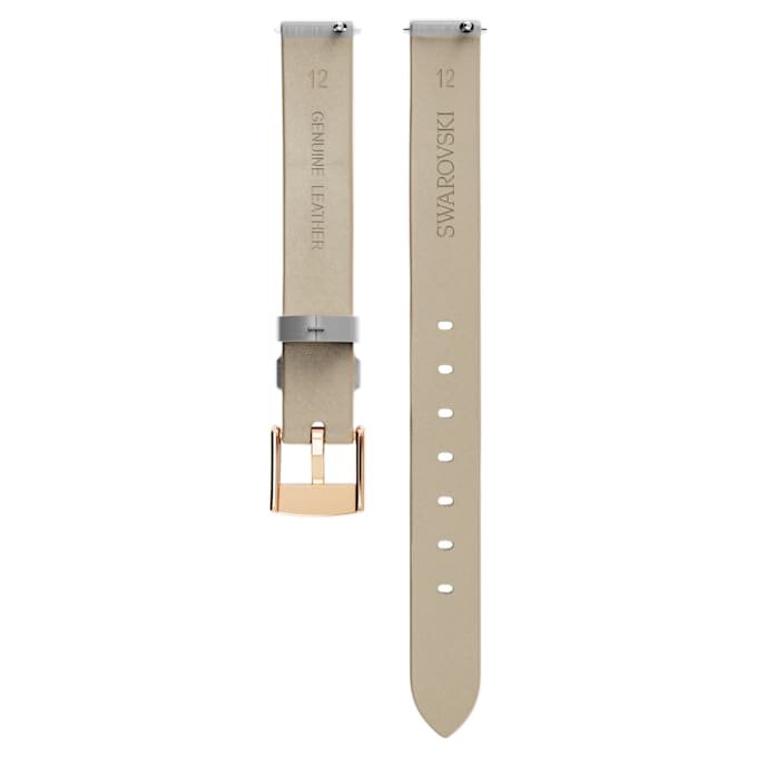 Correa de reloj de 12 mm (0,47″) de ancho, de piel, tono plateado, acabado en tono oro rosa Correa de reloj de 12 mm (0,47″) de ancho, de piel, tono plateado, acabado en tono oro rosa