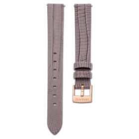 Correa de reloj de 13 mm (0,51″) de ancho, de piel, gris, con acabado en tono oro rosa