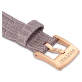 Correa de reloj de 13 mm (0,51″) de ancho, de piel, gris, con acabado en tono oro rosa