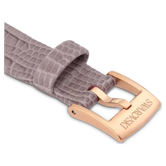 Correa de reloj de 13 mm (0,51″) de ancho, de piel, gris, con acabado en tono oro rosa Correa de reloj de 13 mm (0,51″) de ancho, de piel, gris, con acabado en tono oro rosa