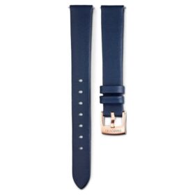 Correa de reloj de 14 mm (0,55″) de ancho, de piel, azul, con acabado en tono oro rosa