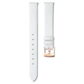 Correa de reloj de 14 mm (0,55″) de ancho, de piel, blanca, con acabado en tono oro rosa