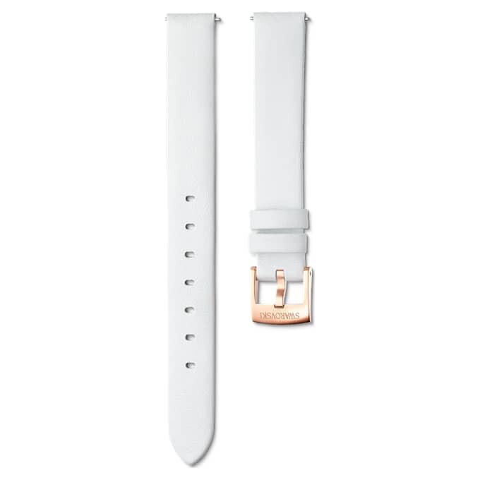 Correa de reloj de 14 mm (0,55″) de ancho, de piel, blanca, con acabado en tono oro rosa Correa de reloj de 14 mm (0,55″) de ancho, de piel, blanca, con acabado en tono oro rosa