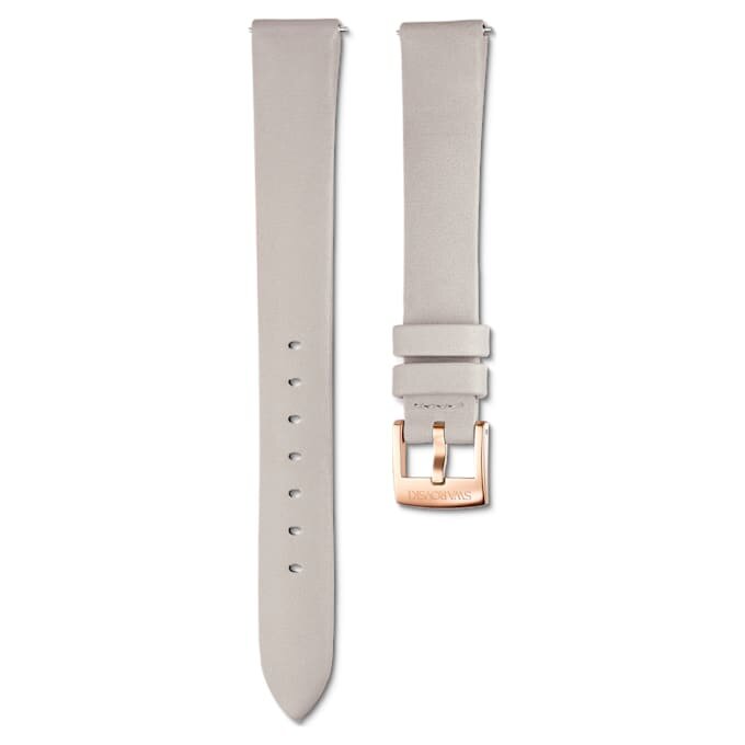 Correa de reloj de 14 mm (0,55″) de ancho, de piel, gris, con acabado en tono oro rosa Correa de reloj de 14 mm (0,55″) de ancho, de piel, gris, con acabado en tono oro rosa