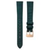 Correa de reloj de 14 mm (0,55″) de ancho, de piel, verde, con acabado en tono oro rosa