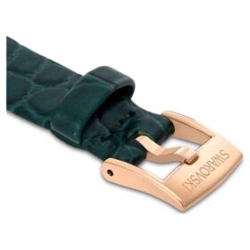 Correa de reloj de 14 mm (0,55″) de ancho, de piel, verde, con acabado en tono oro rosa