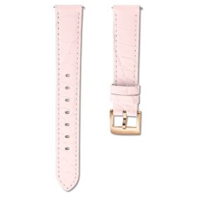 Correa de reloj de 15 mm (0,59″) de ancho, de piel con costuras, rosa, acabado en tono oro rosa