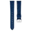 Correa de reloj de 16 mm (0,63″) de ancho, de piel con costuras, azul, acero inoxidable Correa de reloj de 16 mm (0,63″) de ancho, de piel con costuras, azul, acero inoxidable