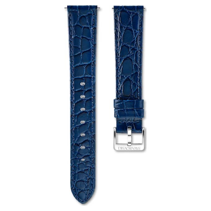 Correa de reloj de 16 mm (0,63″) de ancho, de piel con costuras, azul, acero inoxidable Correa de reloj de 16 mm (0,63″) de ancho, de piel con costuras, azul, acero inoxidable