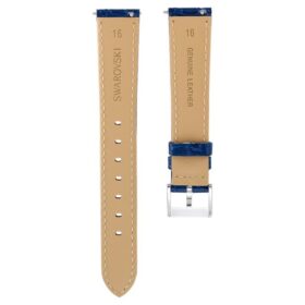 Correa de reloj de 16 mm (0,63″) de ancho, de piel con costuras, azul, acero inoxidable Correa de reloj de 16 mm (0,63″) de ancho, de piel con costuras, azul, acero inoxidable