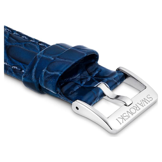 Correa de reloj de 16 mm (0,63″) de ancho, de piel con costuras, azul, acero inoxidable Correa de reloj de 16 mm (0,63″) de ancho, de piel con costuras, azul, acero inoxidable