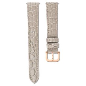 Correa de reloj de 16 mm (0,63″) de ancho, de piel con costuras, color beige, acabado en tono oro rosa Correa de reloj de 16 mm (0,63″) de ancho, de piel con costuras, color beige, acabado en tono oro rosa