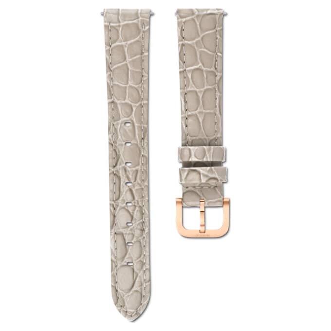 Correa de reloj de 16 mm (0,63″) de ancho, de piel con costuras, color beige, acabado en tono oro rosa Correa de reloj de 16 mm (0,63″) de ancho, de piel con costuras, color beige, acabado en tono oro rosa