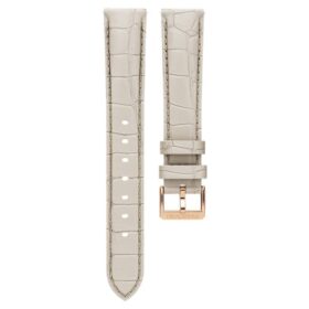 Correa de reloj de 16 mm (0,63″) de ancho, de piel con costuras, gris, acabado en tono oro rosa Correa de reloj de 16 mm (0,63″) de ancho, de piel con costuras, gris, acabado en tono oro rosa