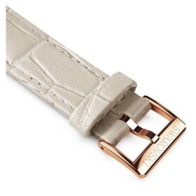 Correa de reloj de 16 mm (0,63″) de ancho, de piel con costuras, gris, acabado en tono oro rosa Correa de reloj de 16 mm (0,63″) de ancho, de piel con costuras, gris, acabado en tono oro rosa