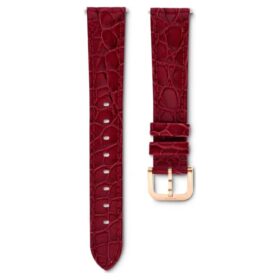 Correa de reloj de 16 mm (0,63″) de ancho, de piel con costuras, roja, con acabado en tono oro rosa Correa de reloj de 16 mm (0,63″) de ancho, de piel con costuras, roja, con acabado en tono oro rosa
