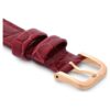Correa de reloj de 16 mm (0,63″) de ancho, de piel con costuras, roja, con acabado en tono oro rosa Correa de reloj de 16 mm (0,63″) de ancho, de piel con costuras, roja, con acabado en tono oro rosa