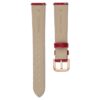 Correa de reloj de 16 mm (0,63″) de ancho, de piel con costuras, roja, con acabado en tono oro rosa Correa de reloj de 16 mm (0,63″) de ancho, de piel con costuras, roja, con acabado en tono oro rosa