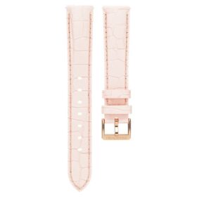 Correa de reloj de 16 mm (0,63″) de ancho, de piel con costuras, rosa, acabado en tono oro rosa Correa de reloj de 16 mm (0,63″) de ancho, de piel con costuras, rosa, acabado en tono oro rosa