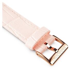Correa de reloj de 16 mm (0,63″) de ancho, de piel con costuras, rosa, acabado en tono oro rosa Correa de reloj de 16 mm (0,63″) de ancho, de piel con costuras, rosa, acabado en tono oro rosa
