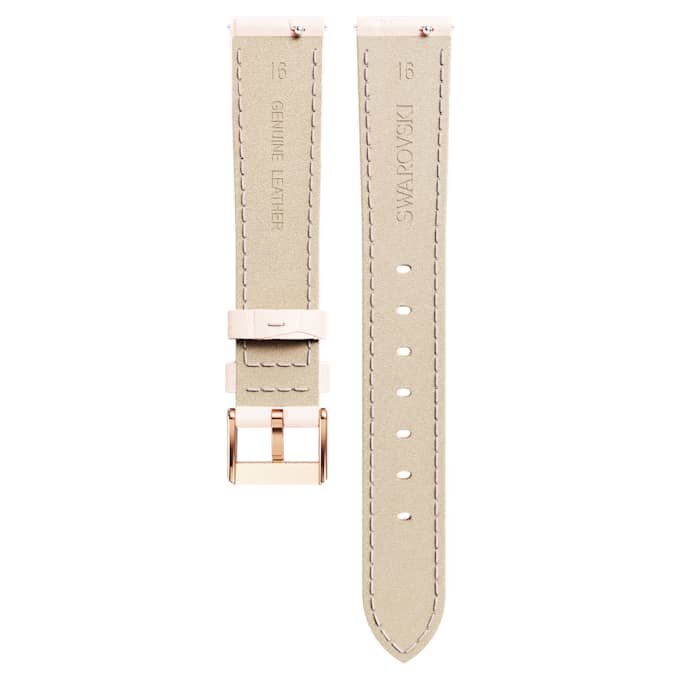 Correa de reloj de 16 mm (0,63″) de ancho, de piel con costuras, rosa, acabado en tono oro rosa Correa de reloj de 16 mm (0,63″) de ancho, de piel con costuras, rosa, acabado en tono oro rosa