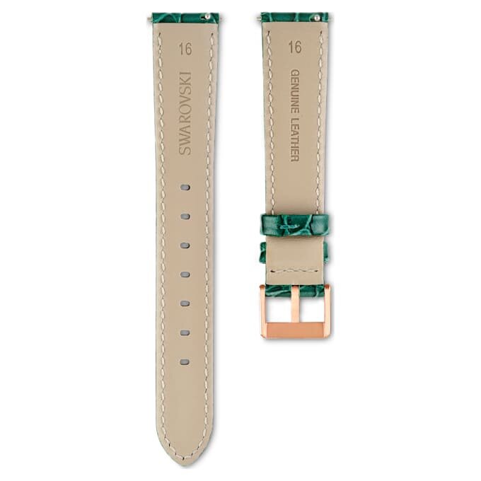 Correa de reloj de 16 mm (0,63″) de ancho, de piel con costuras, verde Correa de reloj de 16 mm (0,63″) de ancho, de piel con costuras, verde