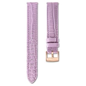Correa de reloj de 17 mm (0,67″) de ancho, de piel con costuras, morada, con acabado en tono oro rosa Correa de reloj de 17 mm (0,67″) de ancho, de piel con costuras, morada, con acabado en tono oro rosa