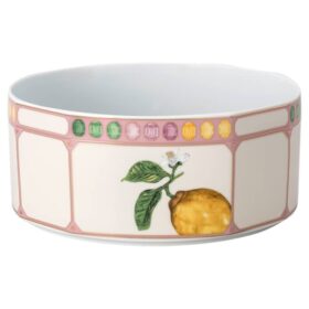 Cuenco Idyllia de porcelana, motivo de cristal, color limón, grande, multicolor