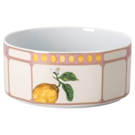Cuenco Idyllia de porcelana, motivo de cristales estampado, color limón, pequeño, multicolor