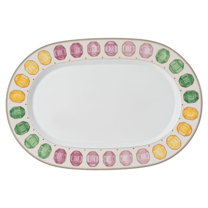 Fuente Idyllia de porcelana, motivo de cristal, piedras preciosas, grande, multicolor Fuente Idyllia de porcelana, motivo de cristal, piedras preciosas, grande, multicolor