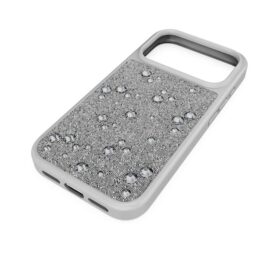 Funda alta para smartphone con cristales de cara plana, iPhone® 17 Pro, tono plateado