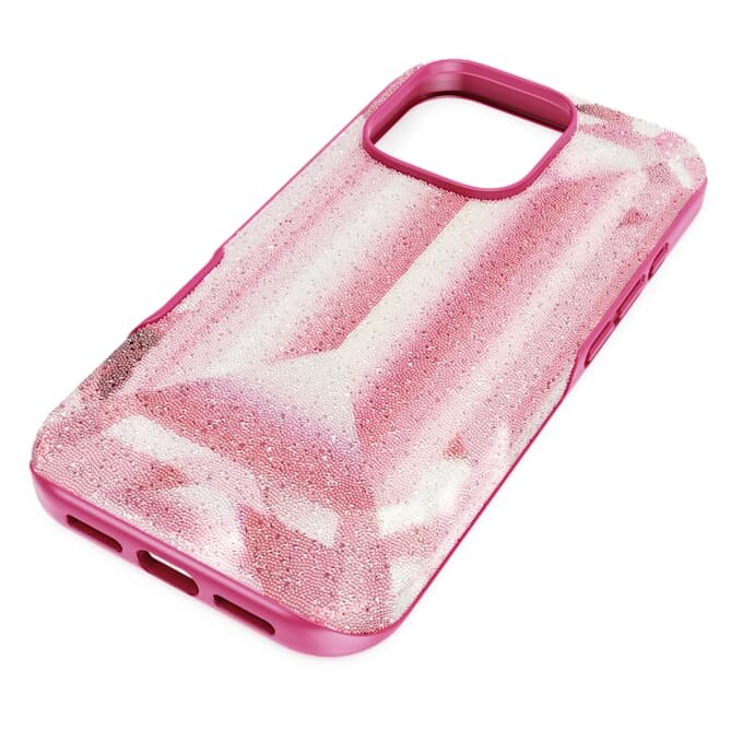 Funda para smartphone con motivo de cristales, iPhone® 16 Pro, rosa Funda para smartphone con motivo de cristales, iPhone® 16 Pro, rosa