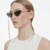 Gafas de sol con forma de ojo de gato, cadena, gris Gafas de sol con forma de ojo de gato, cadena, gris