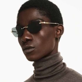 Gafas de sol con montura en forma de cojín, Sk7038, tono dorado