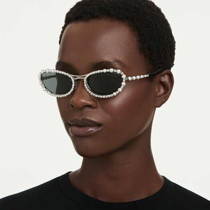 Gafas de sol de forma ovalada, 2 en 1 con clip, Sk7044, tono plateado Gafas de sol de forma ovalada, 2 en 1 con clip, Sk7044, tono plateado