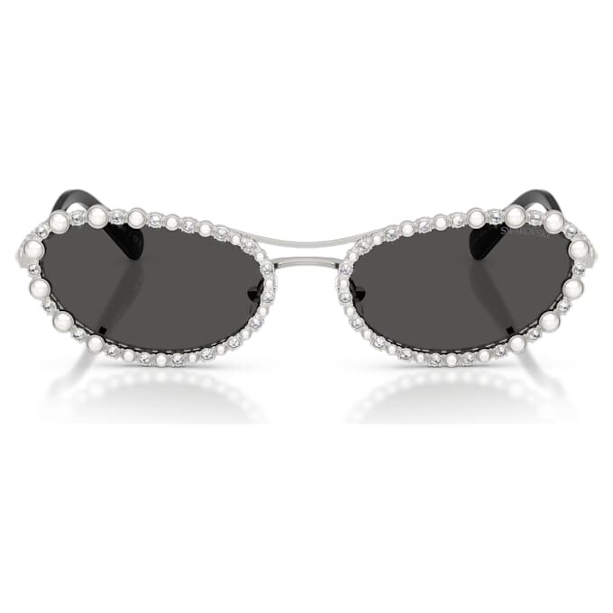 Gafas de sol de forma ovalada, 2 en 1 con clip, Sk7044, tono plateado Gafas de sol de forma ovalada, 2 en 1 con clip, Sk7044, tono plateado